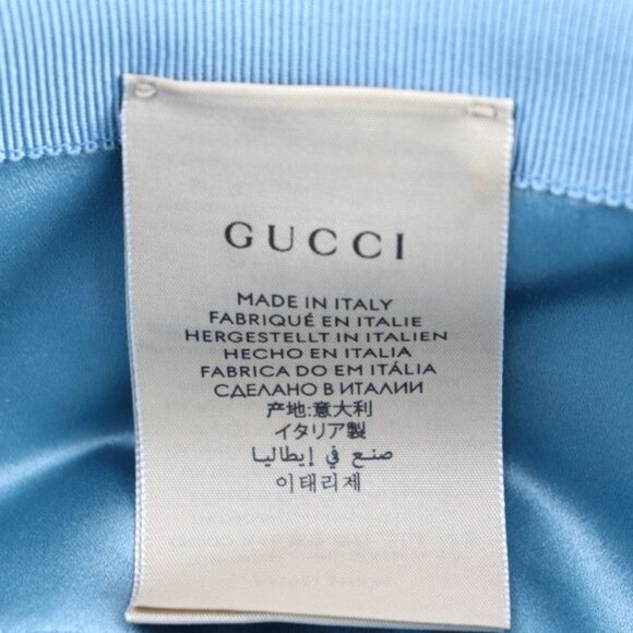 Gucci GG Lame Bucket Hat 71% Wool 17% Nylon 12% Metal Fiber Blue Silver